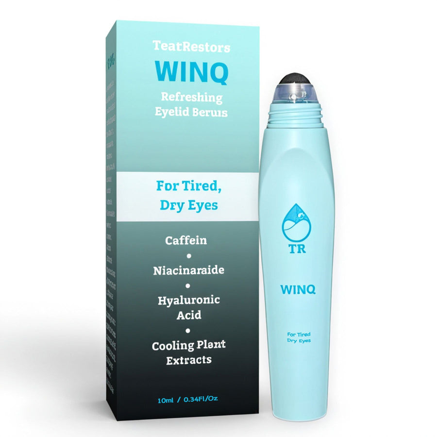 Sérum pour les paupières TearRestore WINQ, flacon de 10 mL avec applicateur à bille et boîte